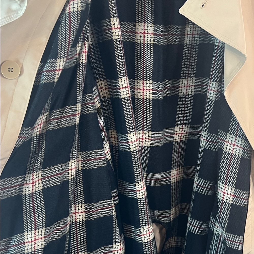 London Fog Tan Trench Coat 2X Double Breasted Belted Removable Plaid Liner Class - Picture 6 of 12